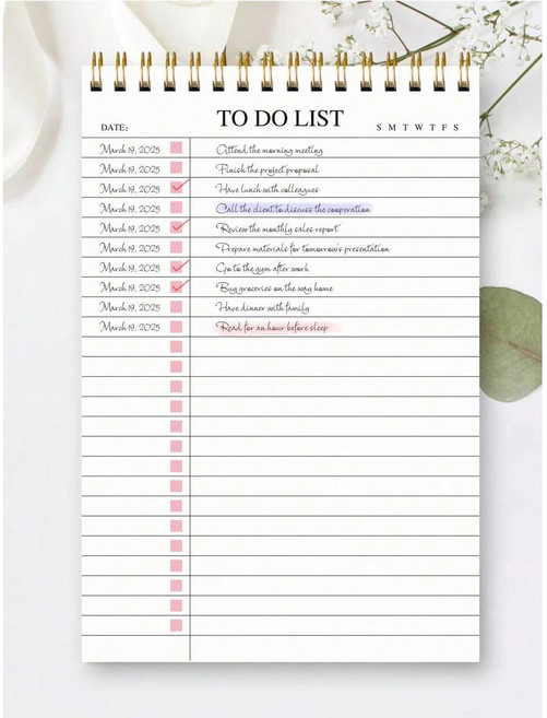 투두리스트 플래너 데일리 스케줄러 하루계획표 체크리스트, 핑크, 1개