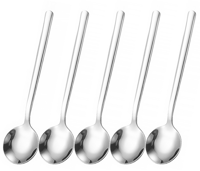리브문 304 스텐 디저트 스푼 롱 티스푼 (중형), 5개, 실버