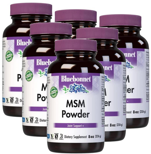 블루보넷 엠에스엠 식이유황 파우더 Bluebonnet MSM, 6개