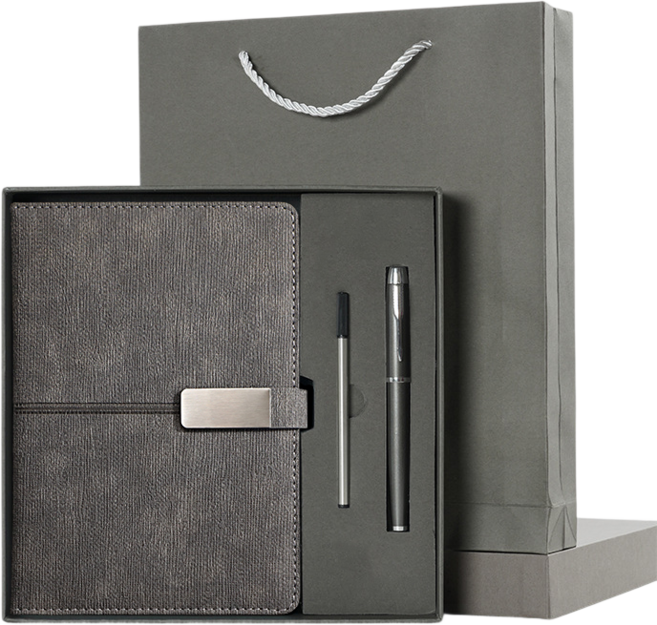 피라모니 A5 방수 가죽 선물용 다이어리 세트, 1세트, 그레이