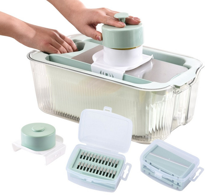 만능 채칼 야채 슬라이서 손보호 스텐 무채칼 비바니, 민트, 1개