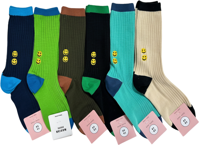 하이드 스마일 여성 국산 양말 세트 골지 여자 자수 무지 삭스 봄 장목 중목 스포츠 양말 골프 러닝 크루 삭스