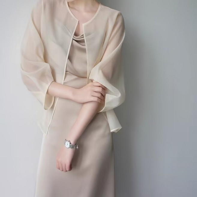 MINA STYLE 여성 여름 루즈핏 쉬폰 가디건 볼레로