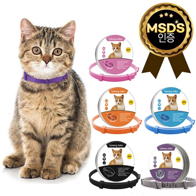 DQmall 카밍칼라 고양이 진정 페로몬 스트레스 긴장 완화 이사 입양 동물병원 외출용, 1개, Orange