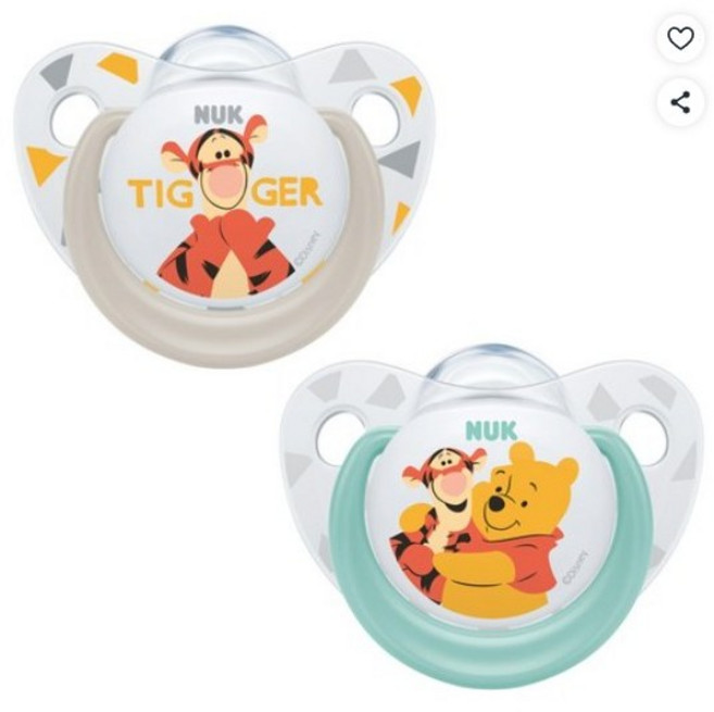 누크 뉴 디즈니 노리개젖꼭지 2p 세트, S1(0~6개월), 1세트, 티거