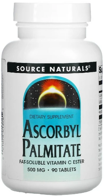 Source Naturals 비타민 C 아스코빌 팔미테이트 500mg 90정 칼슘 함유, 1병 - 쿠팡