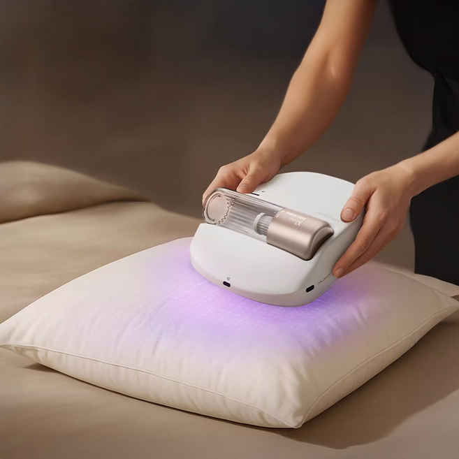 베딩케어 침구케어 진드기 청소기 침대 매트리스 소파 전용 소형 청소기 강력 흡입 침구 먼지 제거 생활먼지 관리 저소음 설계 가정용 침구청소 베개 이불 카펫 사용 가능, 화이트, BCARE-1