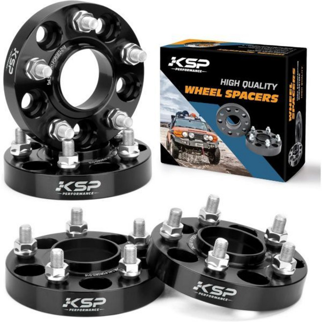 KSP 1 닛산용 휠 스페이서 350Z 370Z 4pcs 5X4.5 단조 핏 인피니트 G35 G37 FX35 25mm 두께 5x114.3 볼트 패턴 M12x1.25 나사 피치, Black, 1"(25mm)