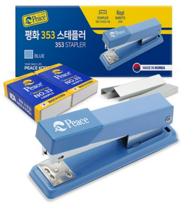 피스코리아 스테플러 353 + 리필 33호침 2p 세트, 블루, 1세트