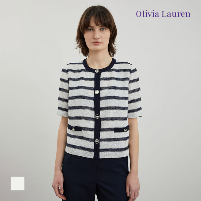올리비아로렌 스트라이프 반팔 자켓_VOCFU4M5151