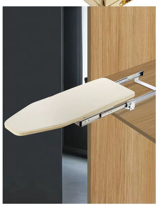 슬라이딩 다리미판 인출식 폴딩 다림판 빌트인 옷장 A. 베이지옐로우 버퍼회전형, B. 그레이 버퍼회전형, 1. 회색 (댐핑 회전형)