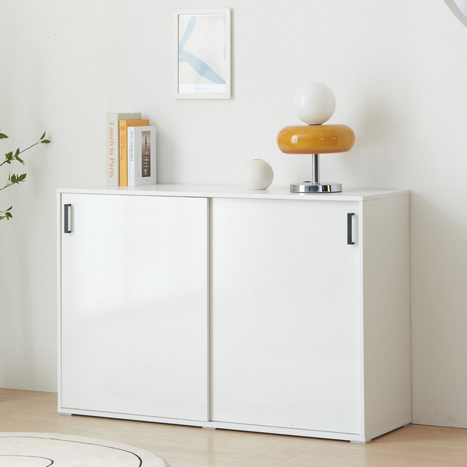 레일라 슬라이딩 티비다이 1200 높은 수납 장식장 미닫이 tv받침 북유럽 거실장, 화이트