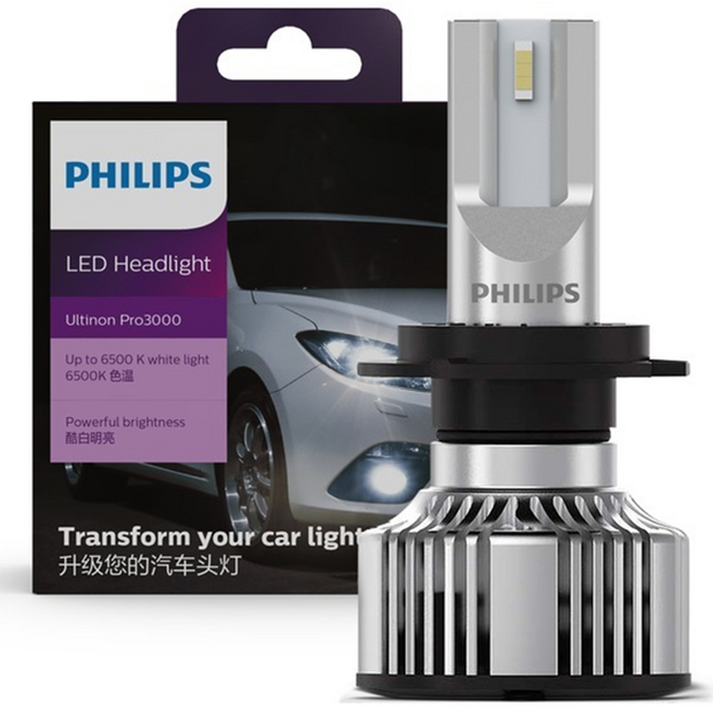 엑센트 신형(10~19년) 필립스 합법인증 LED 전조등 램프/전구 얼티논 프로 3000 9005/HB3 헤드램프/헤드라이트/바이펑션, 1세트, 9005