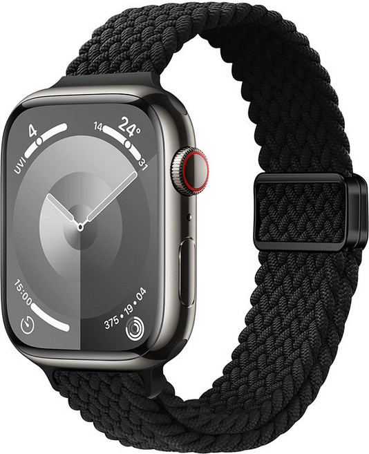 Fegwilde 애플워치 호환 슬림 마그네틱 브레이드 스포츠 루프 스트랩11 10 9 8 7 6 5 4 3 2 1 SE2/3 Ultra2/3, 블랙