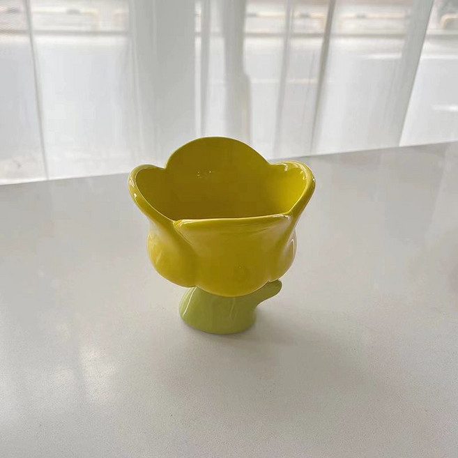 차니글로벌 카페 요거트볼 아이스크림 튤립 디저트, 1개, 노란 튤립