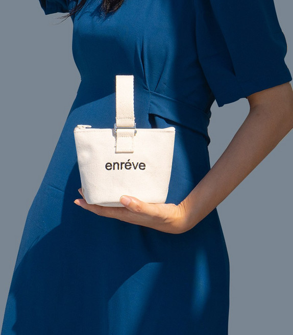 앙레베 미니 캔버스 파우치백, 네이비