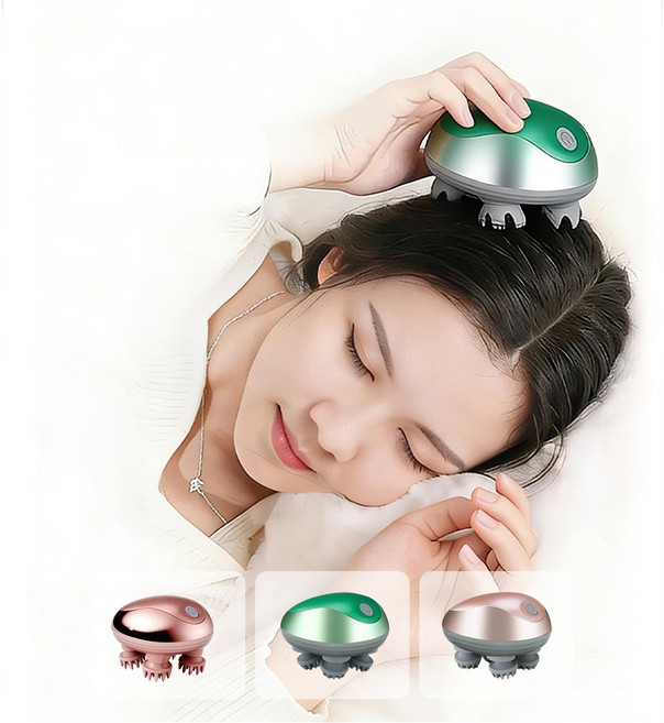 유니콘 휴대용 전동 두피 마사지기, 금색, 1세트