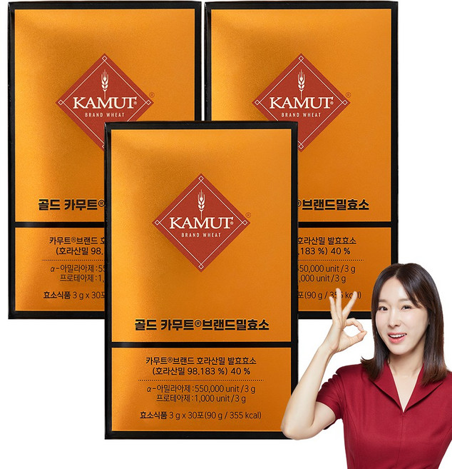 그레인온 골드 카무트 브랜드밀 효소, 3개, 90g