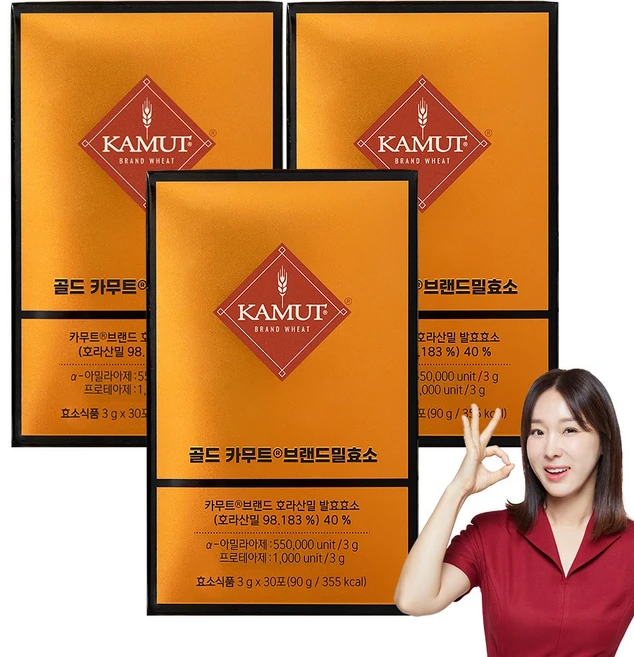 그레인온 골드 카무트 브랜드밀 효소, 90g, 3개 - 쿠팡