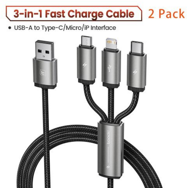 Toocki 3 in 1 USB 케이블 데이터 와이어 iPhone 14 13 12 POCO Huawei Samsung Xiaomi OPPO 용 마이크로 USB 유형 C 조명 충전, 1개