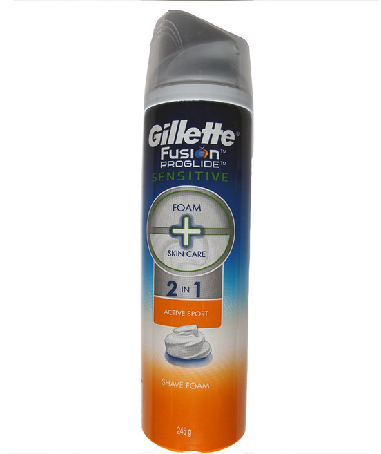 질레트 퓨전 프로글라이드 센서티브 2in1 액티브 스포츠 쉐이빙 폼, 245g, 1개