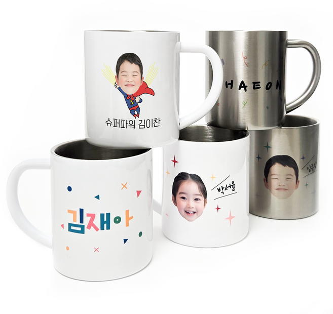 어린이집 스텐 양치컵 주문제작 사진 문구 인쇄 유아 칫솔컵, 1개, 화이트_M