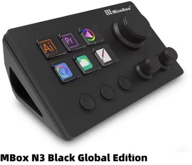 매크로키보드 Mirabox N3 Streamdeck 키보드 스크린 노브 사용자 정의 매크로 미니 비주얼 데스크탑 콘솔 컴퓨터 액세서리, Black, 없음, 없음