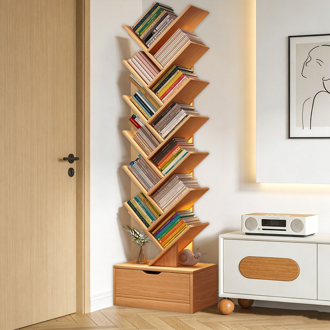 SOPUM HOUSE 인테리어 대용량 책장 책꽂이 서재 거실 다용도 수납, 14단, 원목색