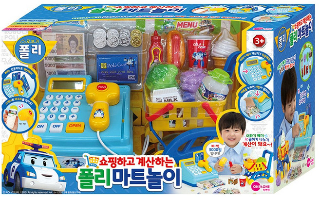 원앤원 쇼핑하고 계산하는 폴리 마트놀이, 혼합색상, 1세트