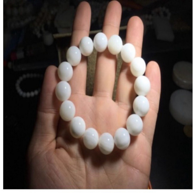 泓潤 天然硨磲 佛教七寶手珠 12mm 無優化 白貝殼, 1個, 白