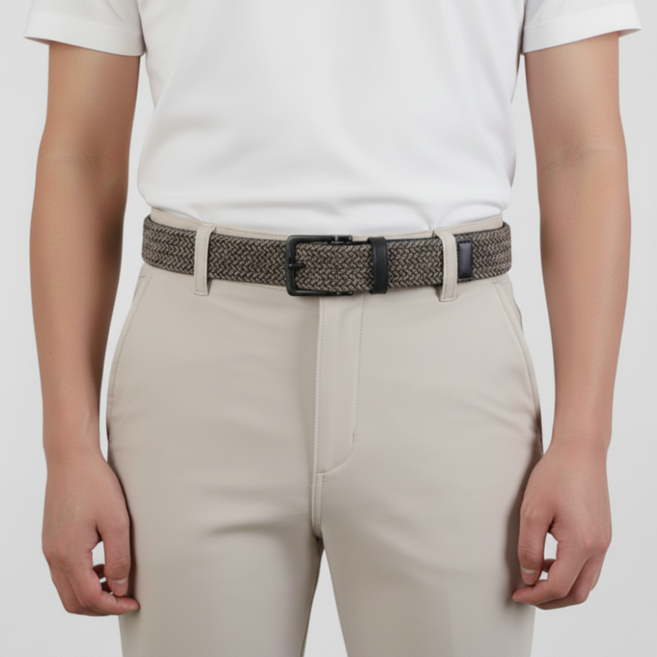 나이키 남성 골프 벨트 히터드 스트레치 우븐, 1개, 브라운/블랙