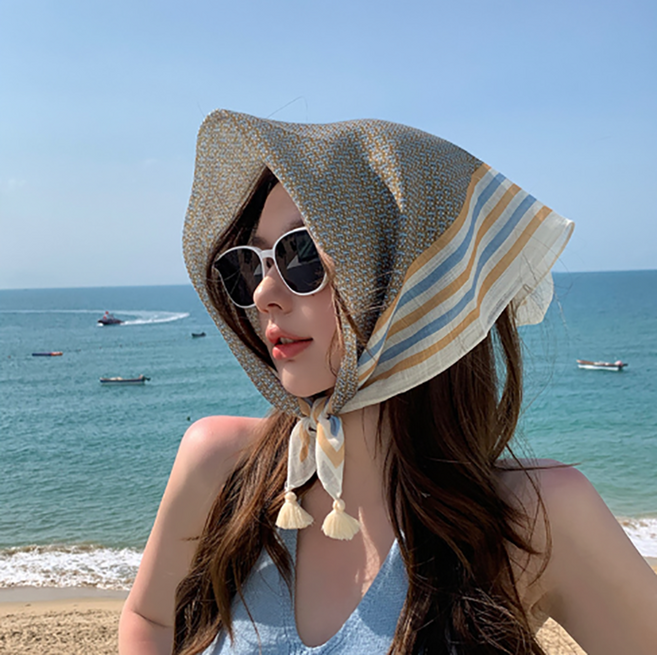 히트앤씨 4126 수술 사각 스카프 (스카프링서비스) 여성 태슬 아사면