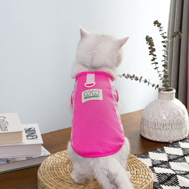 코코스튜디오 강아지옷 여름 쿨소재 형광 매쉬트랙티셔츠, 핑크, 1개