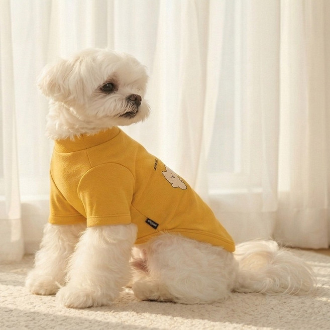 애견 레깅스 티셔츠 부드러운 통기성 고탄력 소재, 1개, 옐로우