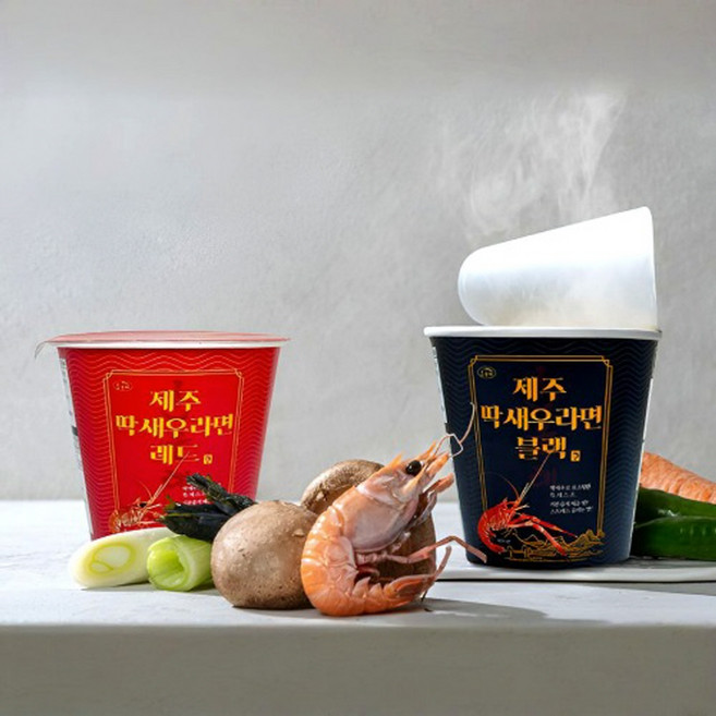 제주 닥새우 컵라면 세트 (블랙 레드 블루 택일), 블랙 레드 혼합 12개입