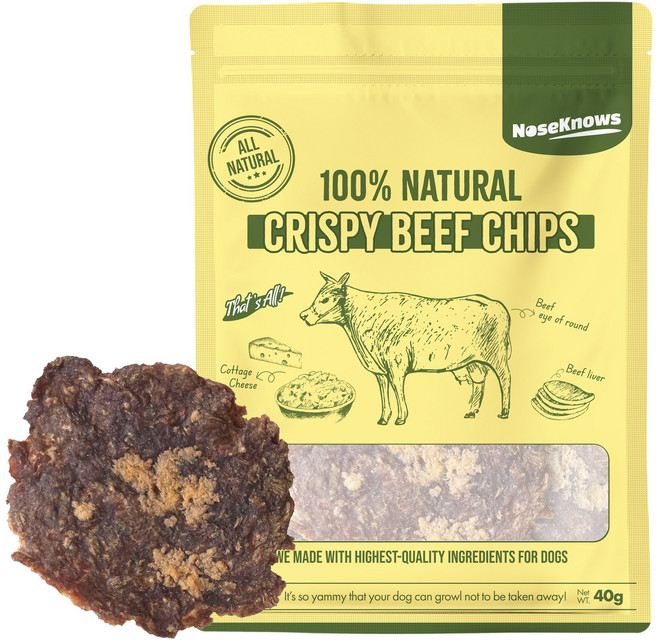 바프독 노즈노우즈 크리스피 칩스 캥거루 말 칠면조 돼지 소 바삭한 강아지 수제 간식, 1개, 40g, 비프칩(소)