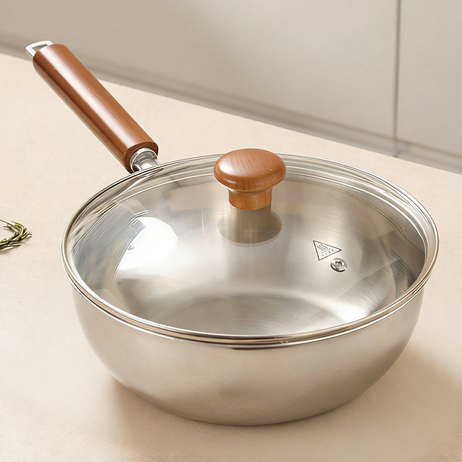 CookNest IH 통3중 316 스텐 궁중팬 인덕션 멀티팟 편수 냄비, 1개, 은색, 22cm