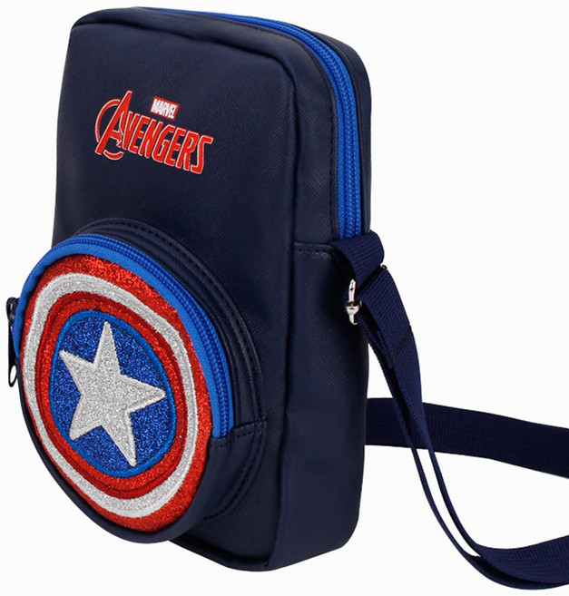 마블 캡틴 방패 글리터 핸드폰가방 캡틴아메리카 크로스백 남아 아동 어린이 스마트폰 가방