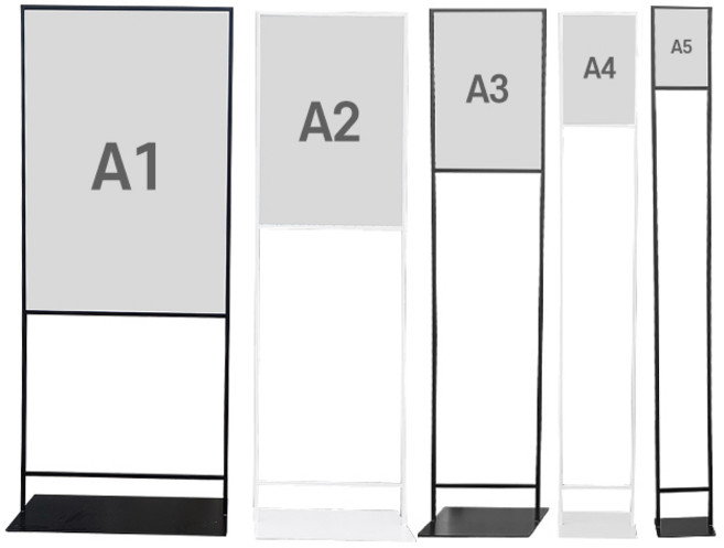 [매대인] 모던 입간판 포스터스탠드 POP 거치대 카달로그꽂이 아크릴스탠드 전시회용품 HS-451/HS-453, 블랙