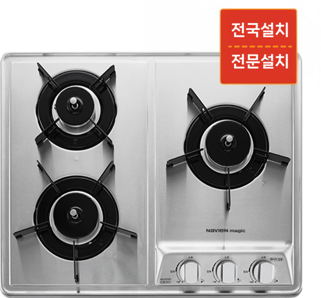 [방문설치]나비엔 매 빌트인 3구 가스레인지(배터리), LNG, GRB-4103ND/PD
