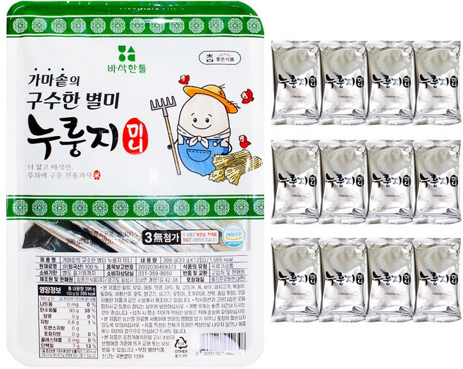 참좋은식품 가마솥의 구수한 별미 누룽지 미니 12p, 396g, 1개