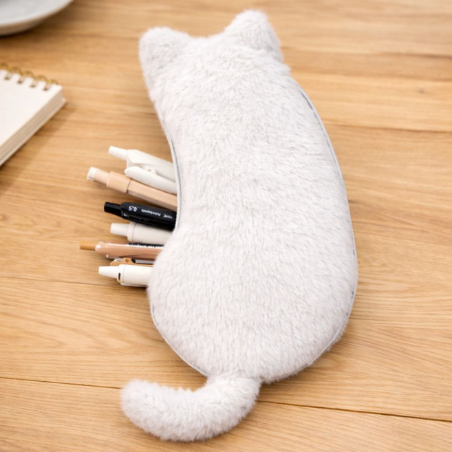 귀여운 고양이 필통, 1개, 화이트