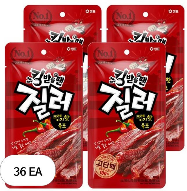 질러 크레이지핫 육포, 30g, 36개