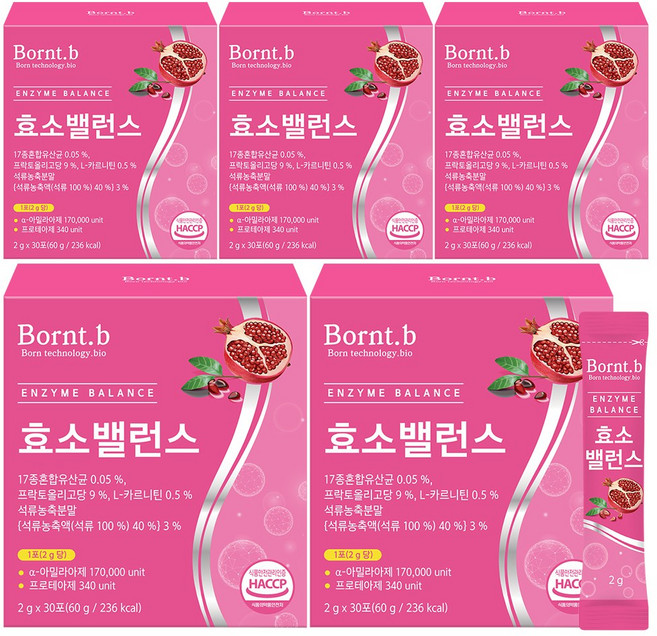 본트비 효소 밸런스 석류맛, 60g, 5박스