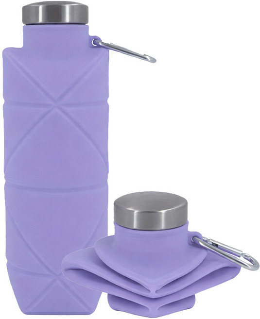 실리콘 접어지는 물병 보틀 접이식 헬스 등산 운동 여행, 1개, 700ml, 퍼플
