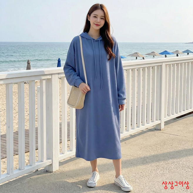 상상그이상 여성용 국내제작 간절기 리버 후드 롱원피스 빅사이즈 99까지 부드러운 원단 신축성좋은 맘룩 간편한 스타일링 집앞에서 편하게 입을 원피스