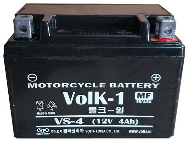 VS-4 12V 4Ah 오토바이 배터리 메이저 센스 윙크 코디 슈퍼리드 캡 에이포 밧데리, 1개