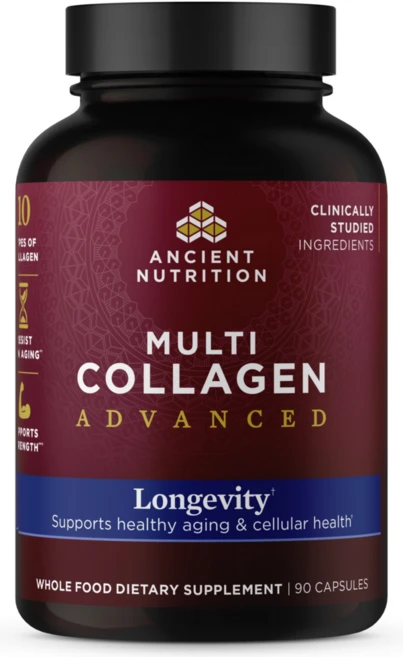 Ancient Nutrition 에인션트 뉴트리션 멀티 콜라겐 어드밴스드 건강한 노화 & 세포 건강을 위한 캡슐 타입 콜라겐, 1개, 90정 - 쿠팡