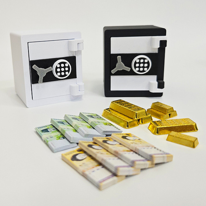금고 미니어처 세트 납골당 장식 유골함 옆 소품 금괴 지폐 포함 추모 인테리어 감성 피규어, 화이트