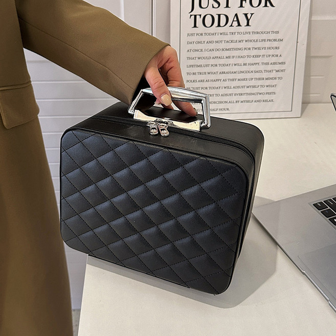 허즈아이 메이크업 박스 화장품 수납 가방 파우치 2단, H234111블랙(2단), 1개